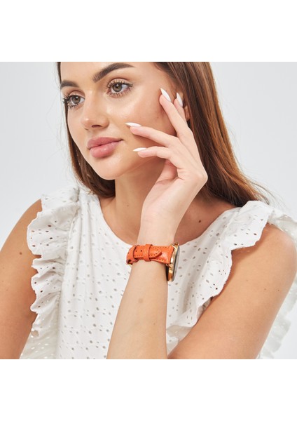 Huawei Watch Kadın Deri Kordon Huawei Watch 4 Gt Gt2 Gt 3 Pro Seramik Elegant 42MM 43MM 20MM Hakiki Deri Kayış Turuncu fiyatları