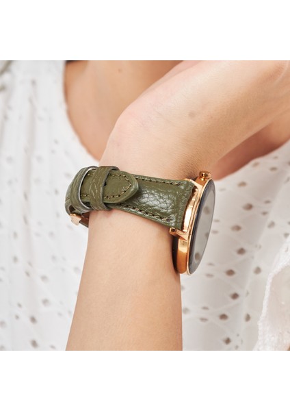 Huawei Watch Kadın Deri Kordon Huawei Watch 4 Gt Gt2 Gt 3 Pro Seramik Elegant 42MM 43MM 20MM Hakiki Deri Kayış Haki Yeşil fiyatları