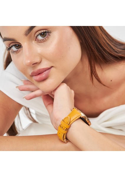 Huawei Watch Kadın Deri Kordon Huawei Watch 4 Gt Gt 2 Gt 3 Pro Seramik Elegant 42MM 43MM 20MM Hakiki Deri Kayış Sarı modelleri