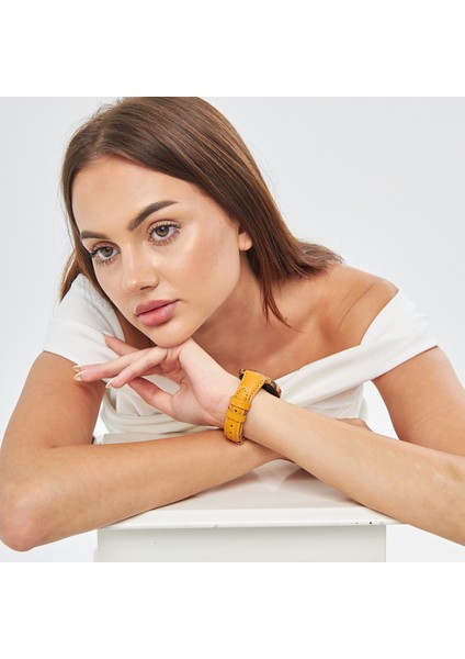 Huawei Watch Kadın Deri Kordon Huawei Watch 4 Gt Gt 2 Gt 3 Pro Seramik Elegant 42MM 43MM 20MM Hakiki Deri Kayış Sarı fırsatları