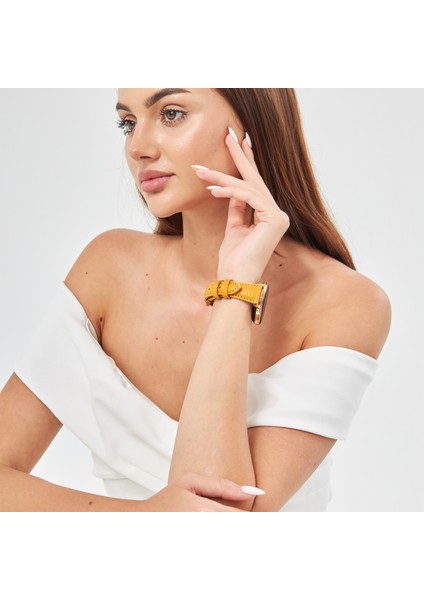 Huawei Watch Kadın Deri Kordon Huawei Watch 4 Gt Gt 2 Gt 3 Pro Seramik Elegant 42MM 43MM 20MM Hakiki Deri Kayış Sarı indirimleri