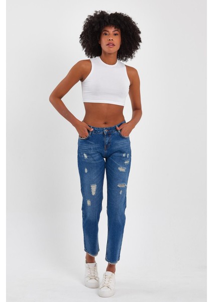 Özel Koleksiyon Yırtık Detaylı Denim Pantolon (AG-1051G)