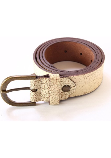 Kadın Deri Kemer Sütlü Kahverengi 19-Kmr B 09