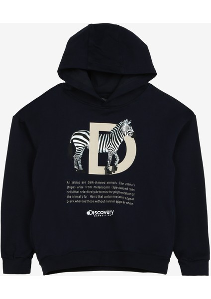 Lacivert Erkek Çocuk Kapüşonlu Sweatshirt D3WB-SWT26