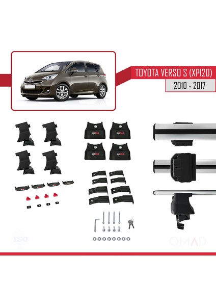 Toyota Ractis / Verso S (XP120) 2010-2017 Arası ile Uyumlu Ace-4 Ara Atkı Tavan Barı Gri indirimleri