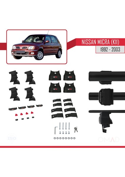 Nissan Micra / March (K11) 1992-2003 Arası ile Uyumlu Ace-4 Ara Atkı Tavan Barı Siyah