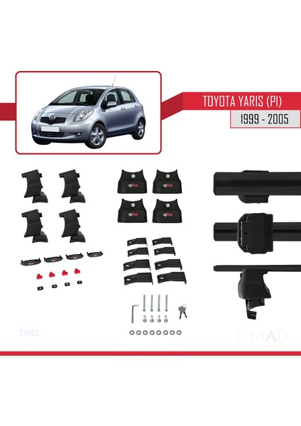 Toyota Yaris / Vitz (P1) 1999-2005 Arası ile Uyumlu Ace-4 Ara Atkı Tavan Barı Siyah indirimleri