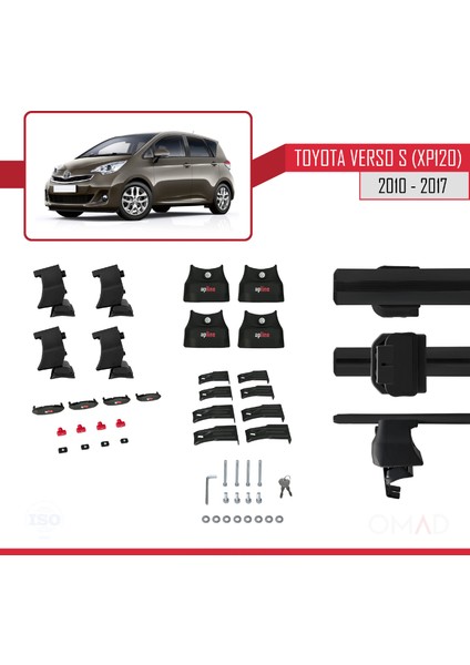 Toyota Ractis / Verso S (XP120) 2010-2017 Arası ile Uyumlu Ace-4 Ara Atkı Tavan Barı Siyah