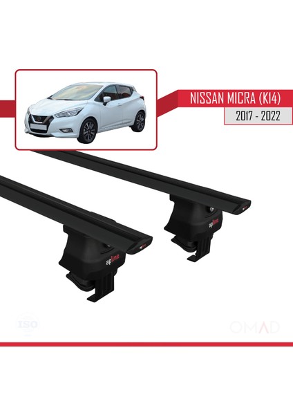 Nissan Micra / March (K14) 2017-2022 Arası ile Uyumlu Ace-4 Ara Atkı Tavan Barı Siyah modelleri