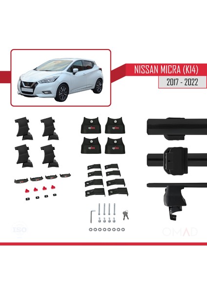 Nissan Micra / March (K14) 2017-2022 Arası ile Uyumlu Ace-4 Ara Atkı Tavan Barı Siyah indirimleri