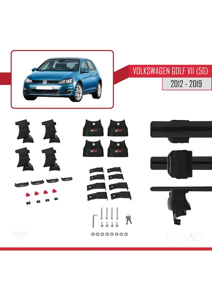 Volkswagen Golf Vıı (5g) 2012-2019 Arası ile Uyumlu Ace-4 Ara Atkı Tavan Barı Siyah indirimleri