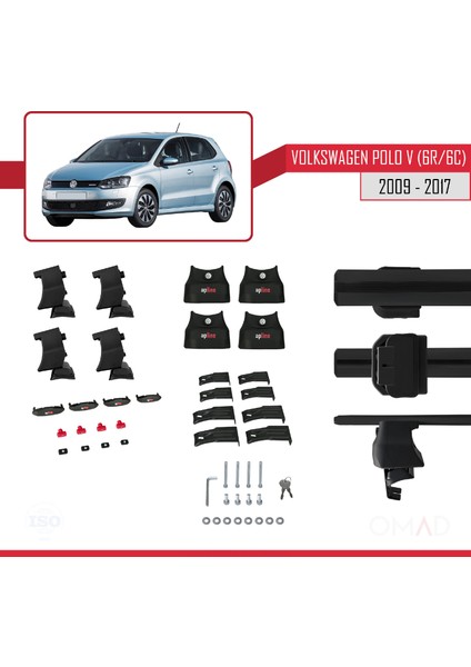 Volkswagen Polo V (6r/6c) 2009-2017 Arası ile Uyumlu Ace-4 Ara Atkı Tavan Barı Siyah