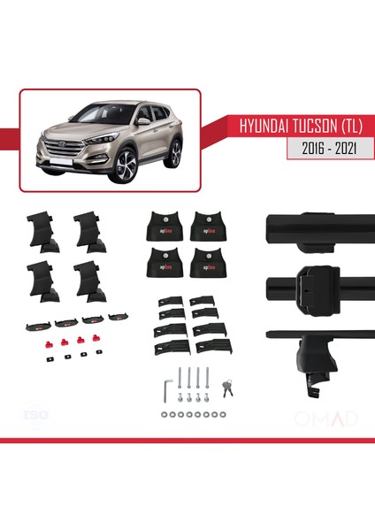 Hyundai Tucson (Tl) 2016-2021 Arası ile Uyumlu Ace-4 Ara Atkı Tavan Barı Siyah indirimleri