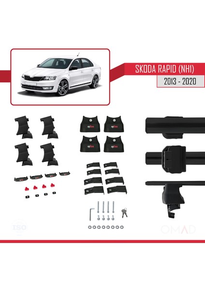 Skoda Rapid (Nh1) 2013-2020 Arası ile Uyumlu Ace-4 Ara Atkı Tavan Barı Siyah