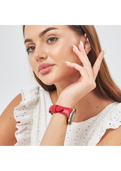 Samsung Galaxy Watch Kadın Kordon Samsung Watch4 Watch5 Watch 6 Watch 5 Pro 40MM 43MM 44MM 45MM 46MM 47MM 20MM Hakiki Deri Kayış Kırmızı modelleri