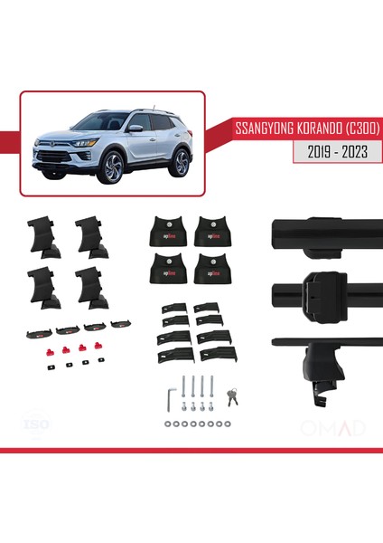 Ssangyong Korando (C300) 2019 ve Sonrası ile Uyumlu Ace-4 Ara Atkı Tavan Barı Siyah indirimleri
