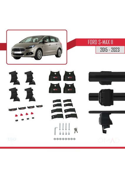 Ford S-Max Iı 2015-2023 Arası ile Uyumlu Ace-4 Ara Atkı Tavan Barı Siyah