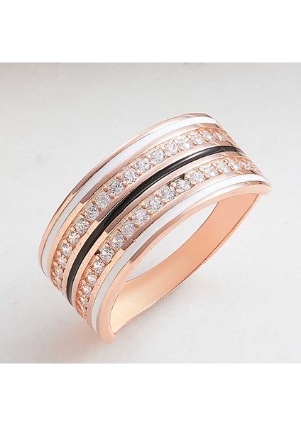 Gümüş Rose Zirkon Taşlı Kadın Yüzük