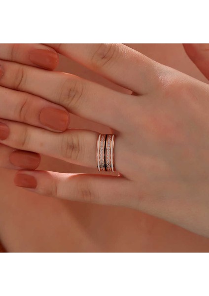 Gümüş Rose Zirkon Taşlı Kadın Yüzük fiyatları