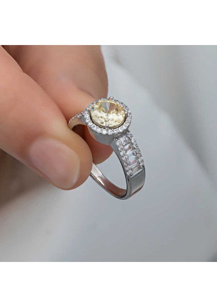 Gümüş Sarı Tek Taş Kadın Yüzük fiyatları