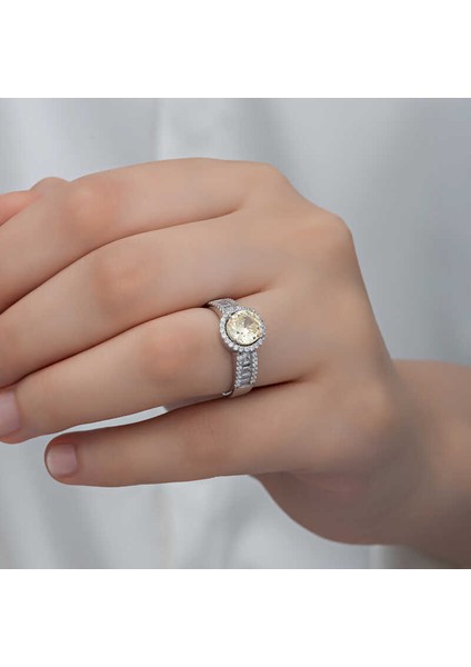 Gümüş Sarı Tek Taş Kadın Yüzük fırsatları