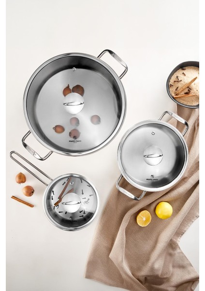 Chloe Çelik Tekli 16 cm Cam Kapaklı Sos Tenceresi modelleri
