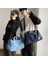 Koyu Mavi Seyahat Çantası Retro Denim Seyahat Çantası Büyük Kapasiteli El Bagajı Silindir Çanta Unisex Rahat Omuz Crossbody Çanta Ayakkabı ile Bit Seyahat Çanta (Yurt Dışından) 3