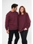 Unisex Bordo Oversize Bol Kalıp Basic Sweatshirt (Sevgili-Çift Kombini Tavsiyesi) 1