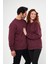 Unisex Bordo Oversize Bol Kalıp Basic Sweatshirt (Sevgili-Çift Kombini Tavsiyesi) 3