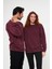 Unisex Bordo Oversize Bol Kalıp Basic Sweatshirt (Sevgili-Çift Kombini Tavsiyesi) 5