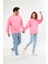 Unisex Pembe Oversize Bol Kalıp Sweatshirt (Sevgili-Çift Kombini Tavsiyesi) 1