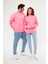 Unisex Pembe Oversize Bol Kalıp Sweatshirt (Sevgili-Çift Kombini Tavsiyesi) 2