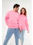 Unisex Pembe Oversize Bol Kalıp Sweatshirt (Sevgili-Çift Kombini Tavsiyesi) 5