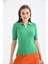 Kadın Slim Fit Pola Yaka Basic Triko Kısa Kol Kazak 3