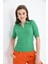 Kadın Slim Fit Pola Yaka Basic Triko Kısa Kol Kazak 4