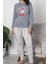 Kadın Pijama Takımı Uzun Kollu Pamuklu Gri 1
