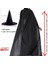 Halloween Siyah Renk 120 cm Witch Cadı Pelerini ve Şapkası 2 Li Set Yetişkin 3