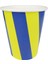 Bardak Karton Çizgili Sarı Lacivert 8 Oz Pk:8 1