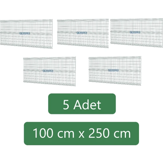 Fence Company Yeşil Panel Çit Teli 5 Adet ( 100 cm x 250 cm )