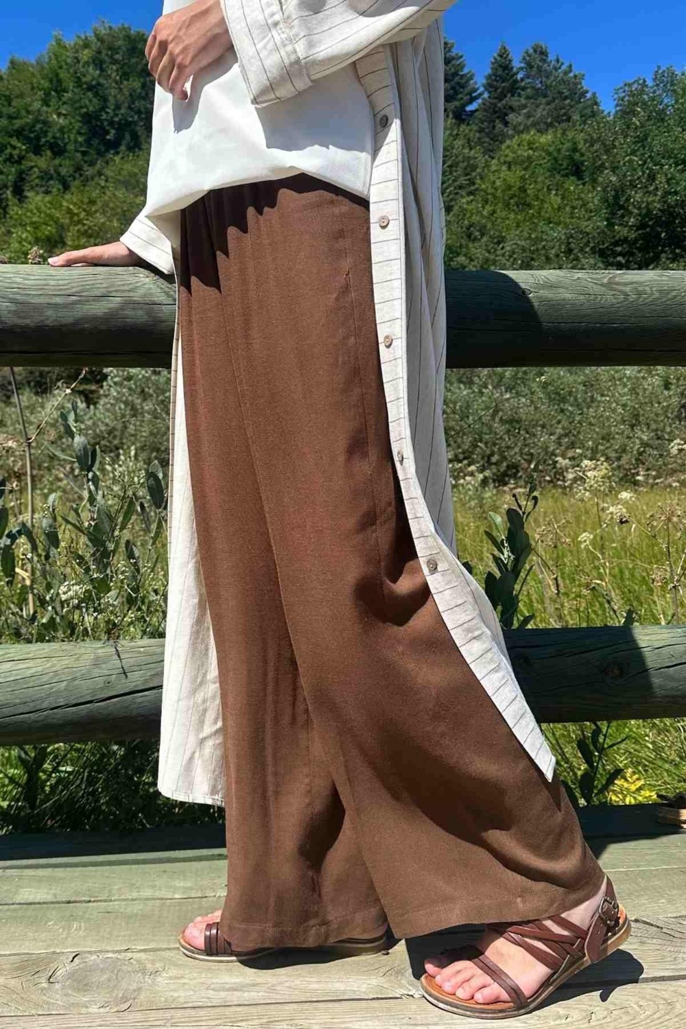 Rabia Şamlı Kahve Keten Pantolon görsel 2