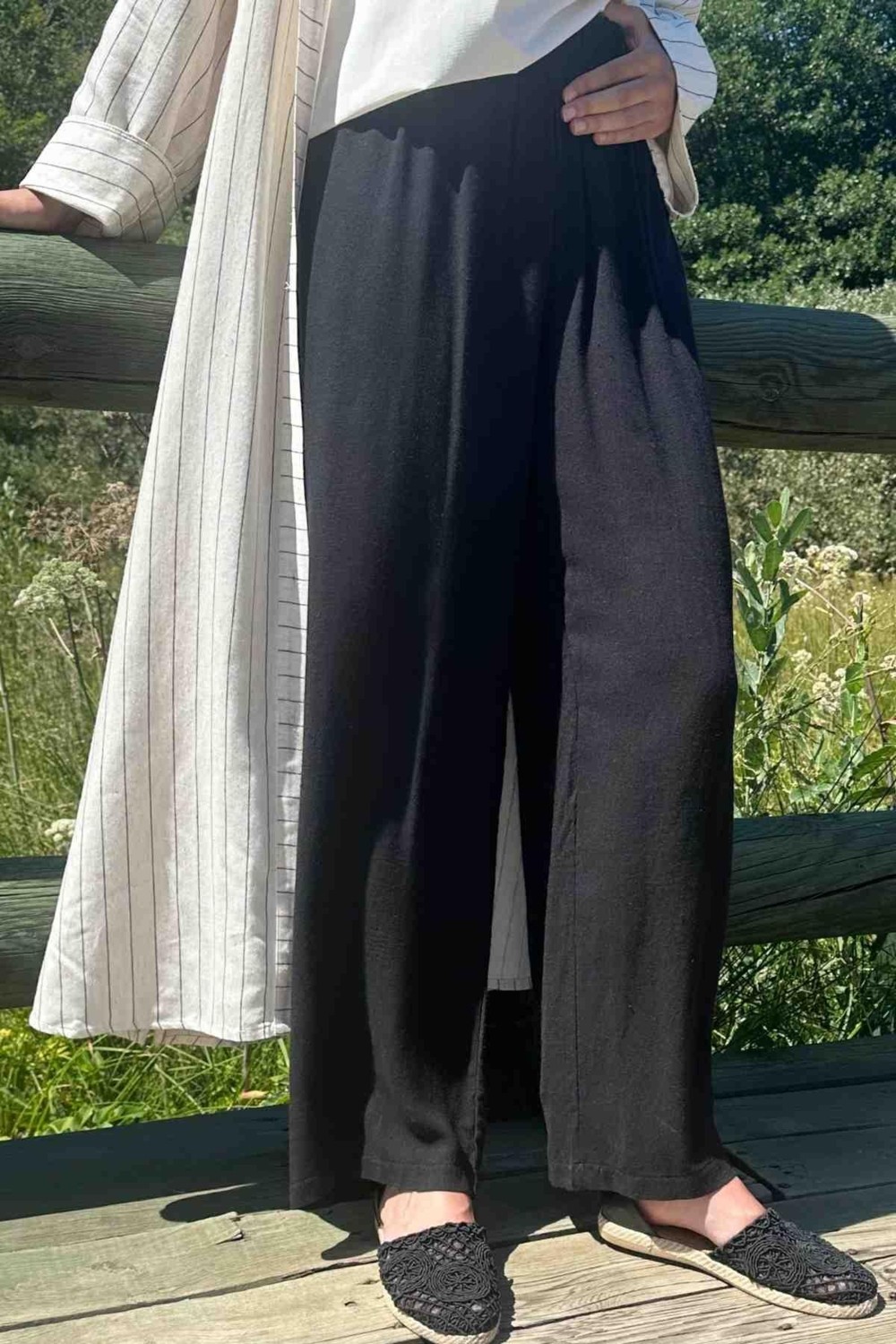 Rabia Şamlı Siyah Keten Pantolon görsel 2