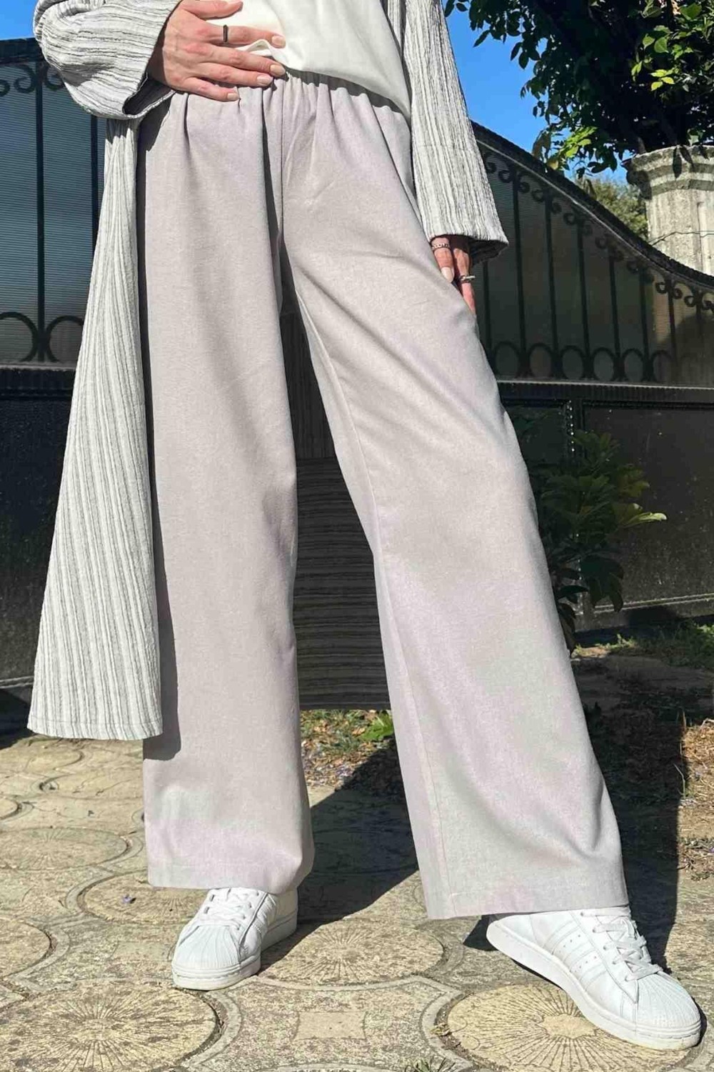 Rabia Şamlı Gri Keten Pantolon görsel 2