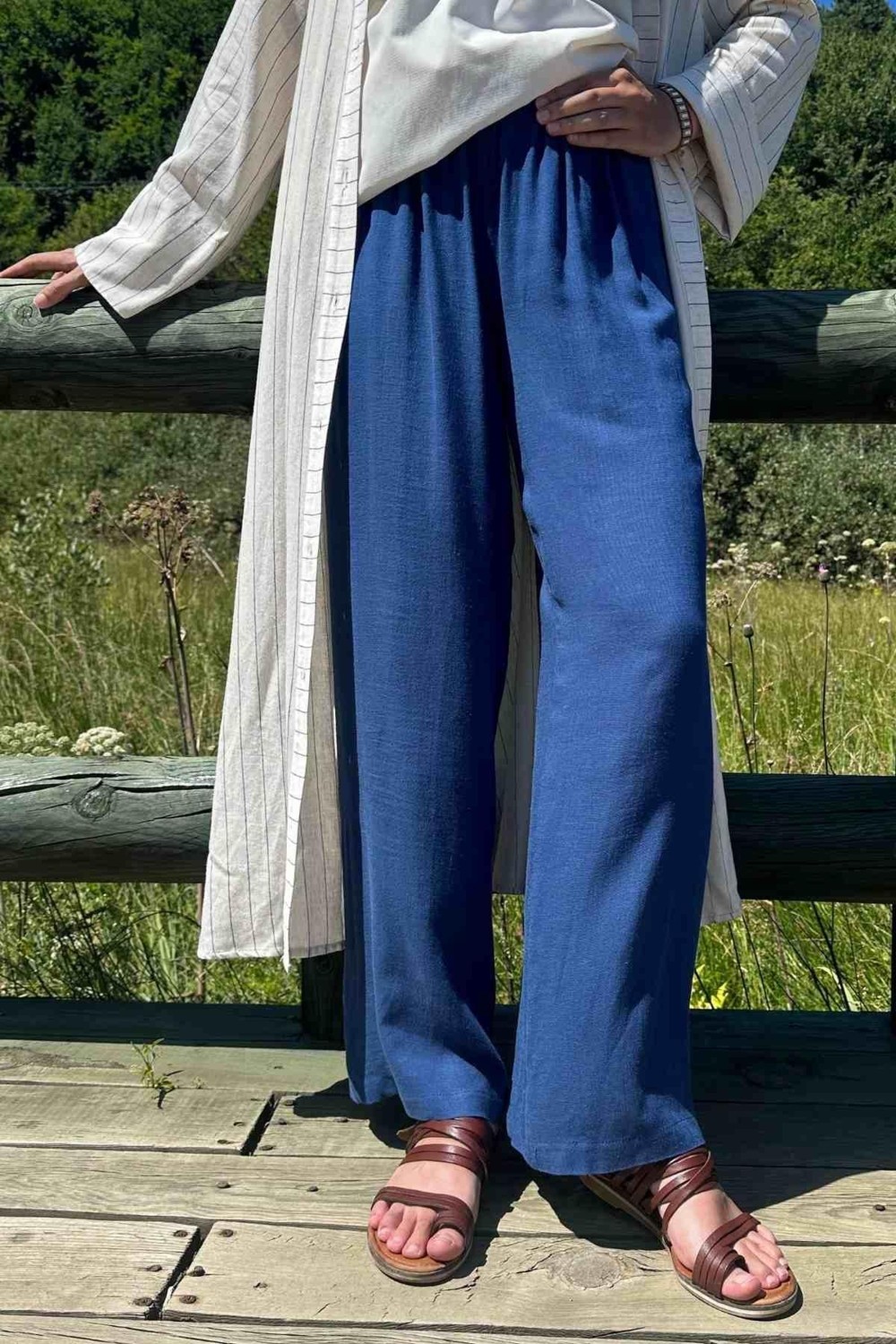 Rabia Şamlı Indigo Keten Pantolon