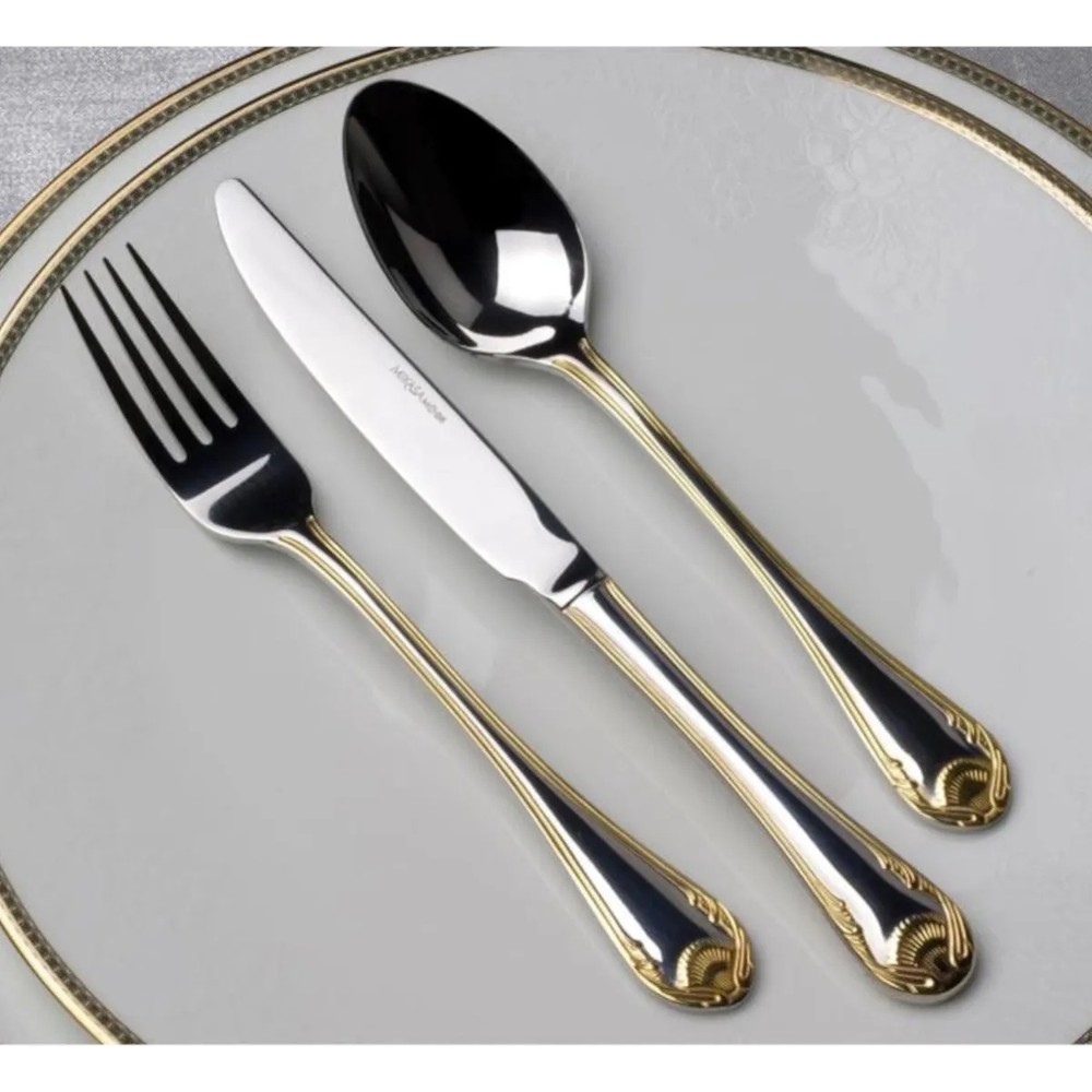 Mikasa Moor 90 Parça Bianca Mirror Gold Çatal Kaşık Bıçak Seti 12 Kişilik Paslanmaz Çelik
