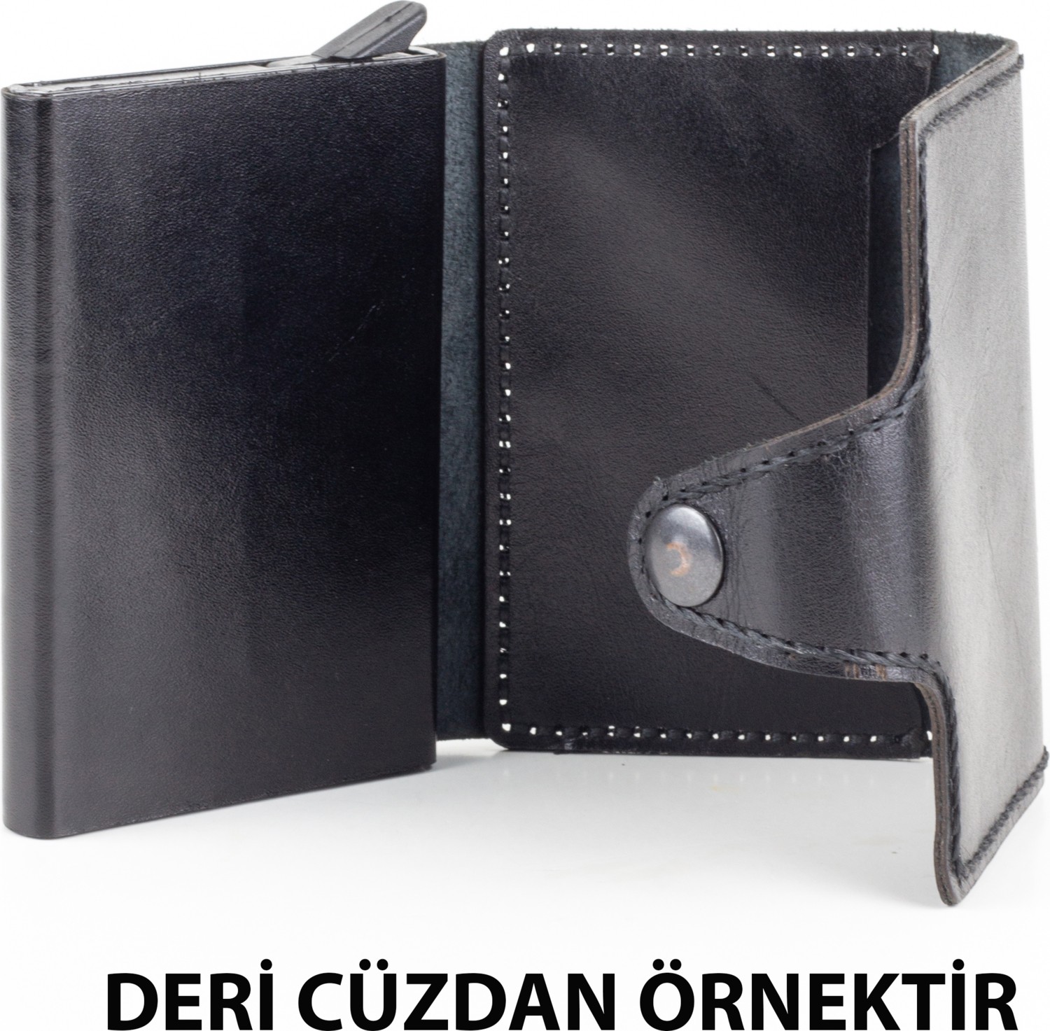 Airyfoot Siyah Otomatik Mekanizmalı Metal Kredi Kartlık Kartvizitlik görsel 2