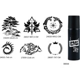 Airbrush Tattoo Hayat ve Sonsuz Döngü 6 Adet Şablon ve Siyah Sprey Geçici Dövme Seti