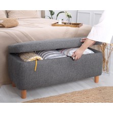 Lorence Home Rocio Sandıklı Bench Puf Koyu Gri