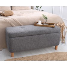 Lorence Home Rocio Sandıklı Bench Puf Koyu Gri