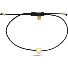 Hems Jewellery Altın Kalp Bileklik Siyah