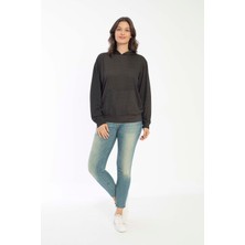 Vishenka Kadın Muline Kapüşonlu Kanguru Cepli Vizon Sweatshirt